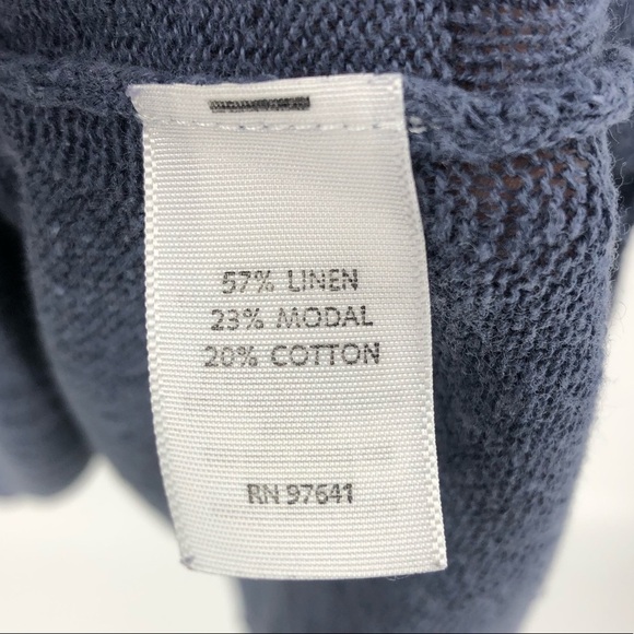 J. Jill Linen Blend Oversized Top Shark Bite Asymmetric Hem Shirt Blue Medium - Picture 6 of 9